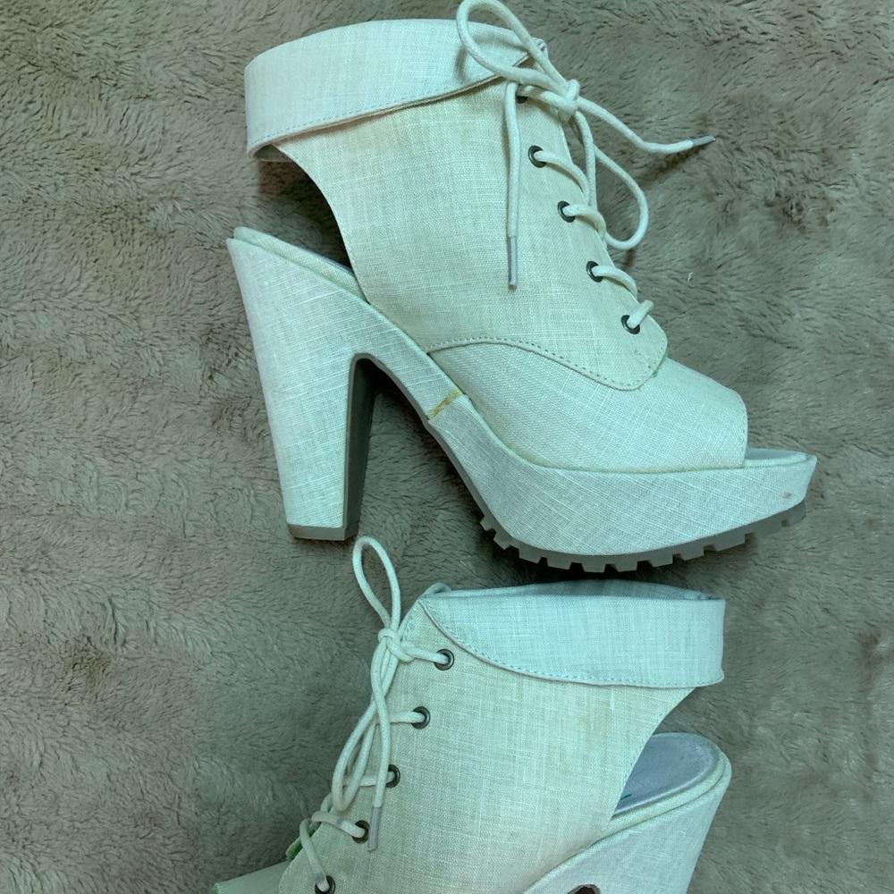 Blowfish Open Toe Lace Up Ankle Booties Boots